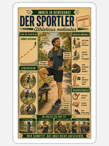 Der Sportler – Immer in Bewegung - Sticker Größe S (10 x 10 cm) - Mattweiß
