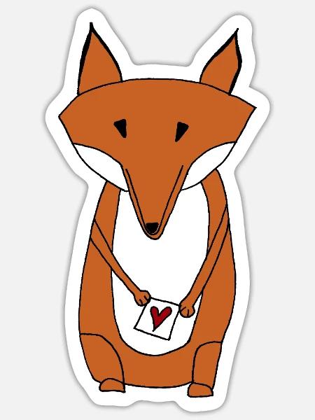 Mr Fox Loveletter / Herr Fuchs mit Liebesbrief - Sticker Größe S (10 x 10 cm) - Mattweiß