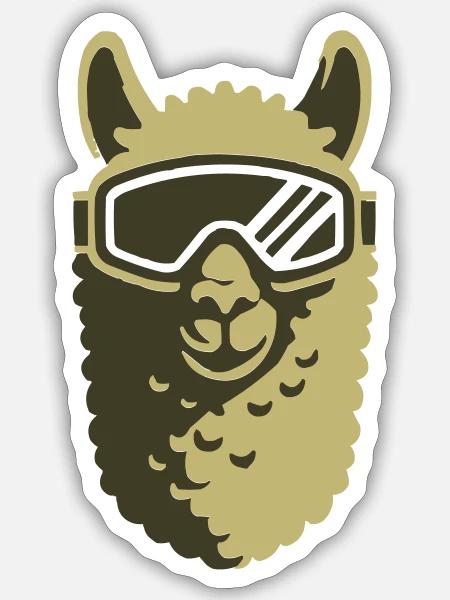 alpaka-skibrille - Sticker Größe S (10 x 10 cm) - Mattweiß