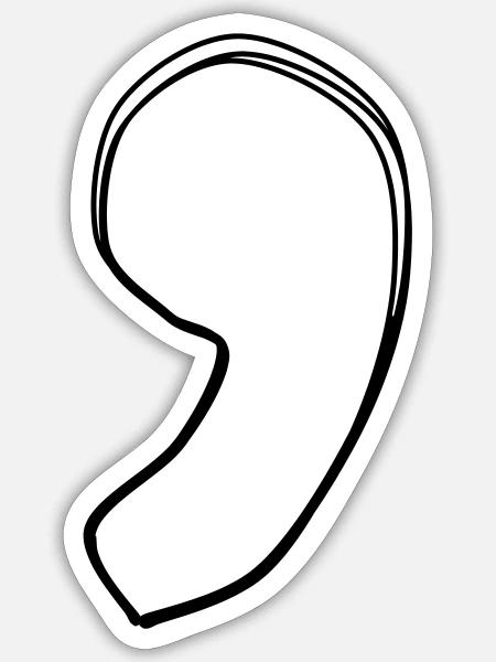 Komma handgezeichnet - Sticker Größe S (10 x 10 cm) - Mattweiß