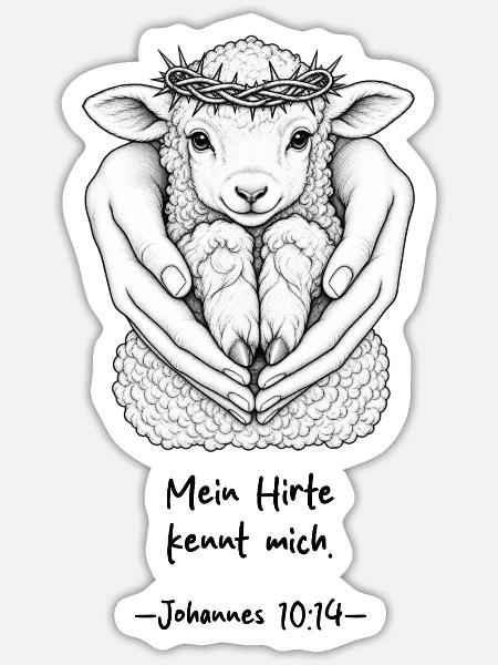 Jesus – Der gute Hirte - Sticker Größe S (10 x 10 cm) - Mattweiß