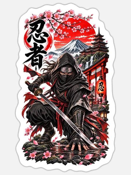 Ninja – Schattenkrieger Japans - Sticker Größe S (10 x 10 cm) - Mattweiß