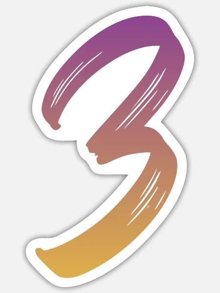 3 - Sticker Größe S (10 x 10 cm) - Mattweiß