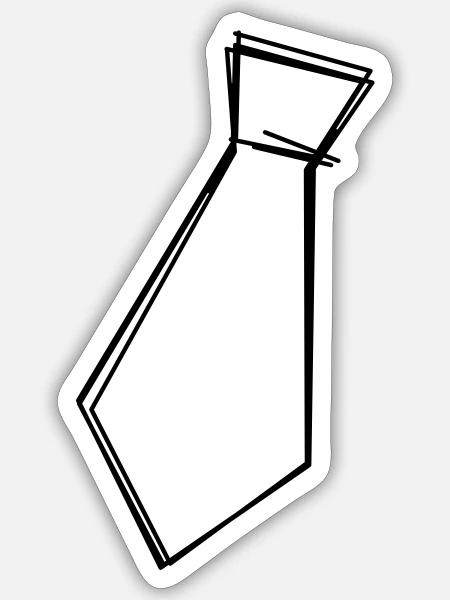Krawatte handgezeichnet - Sticker Größe S (10 x 10 cm) - Mattweiß