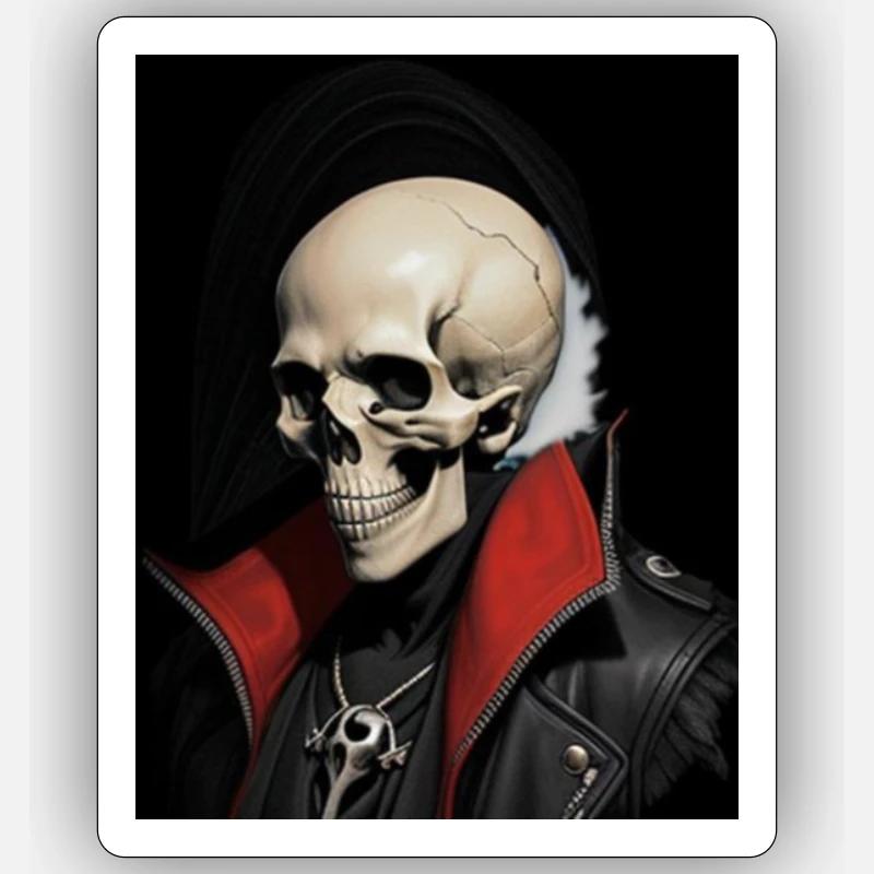 Skelett-Schädel - Sticker Größe S (10 x 10 cm) - Mattweiß
