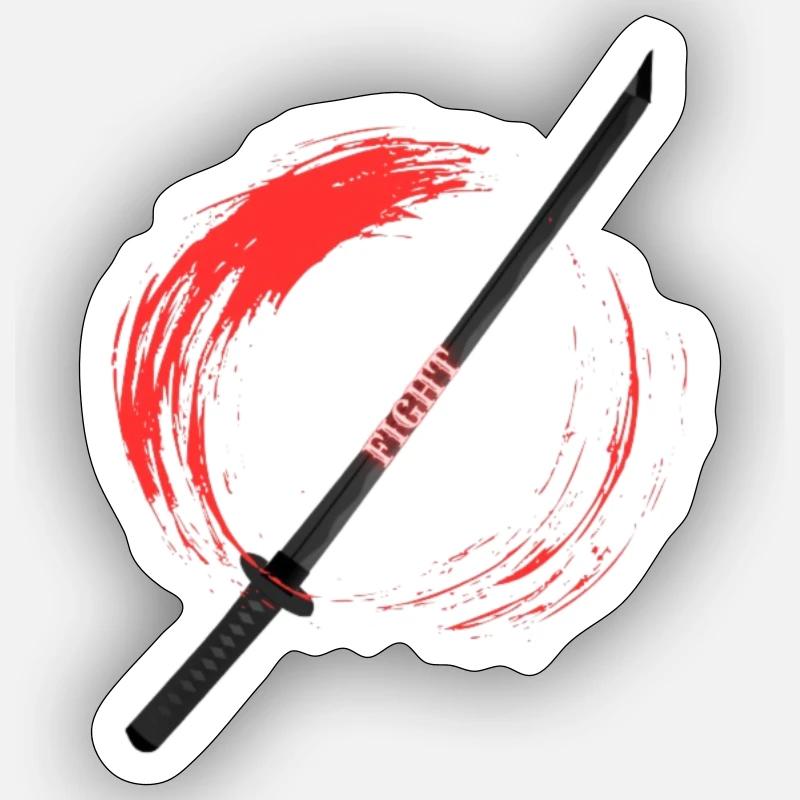 Samouraï épée Tee Sticker taille S (10 x 10 cm)