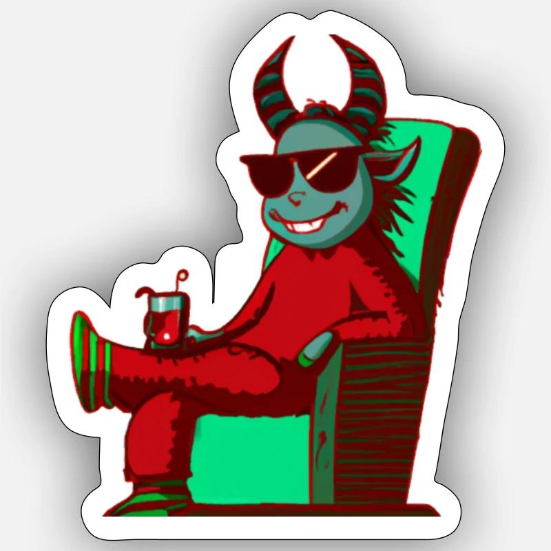 Krampus Percht Devil 2302 - Sticker taille S (10 x 10 cm) - blanc mat