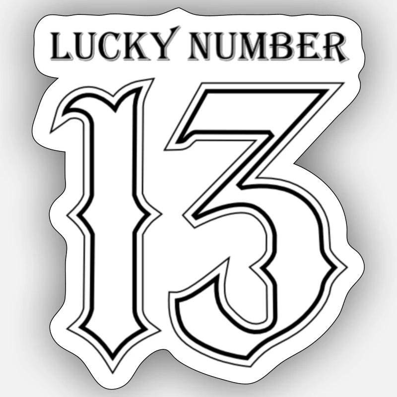 Lucky number 13 - small text - Sticker Größe S (10 x 10 cm) - Mattweiß