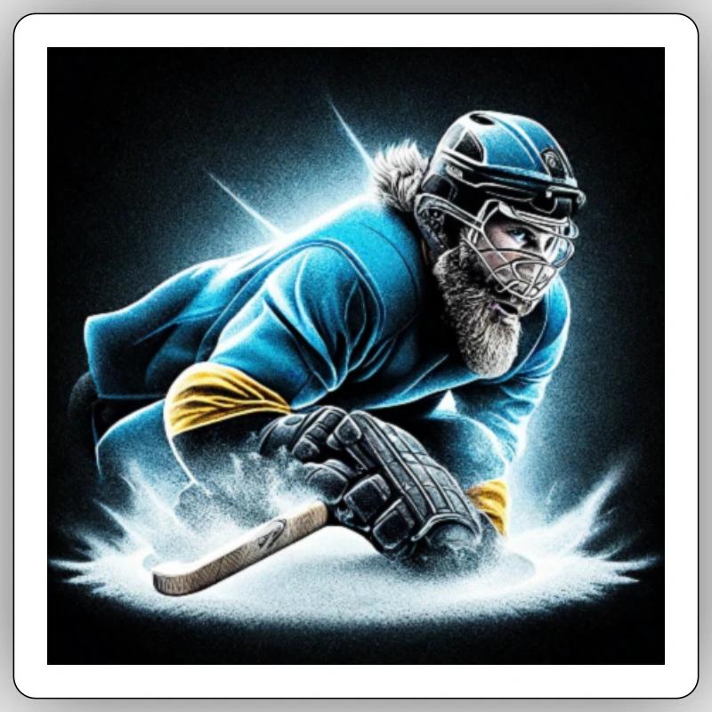 Ice Hockey Player Comic Isolated Sticker size S (10 x 10 cm)