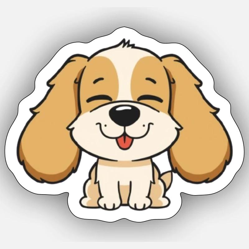 Tête de chien mignonne avec une expression joyeuse Sticker taille S (10 x 10 cm)