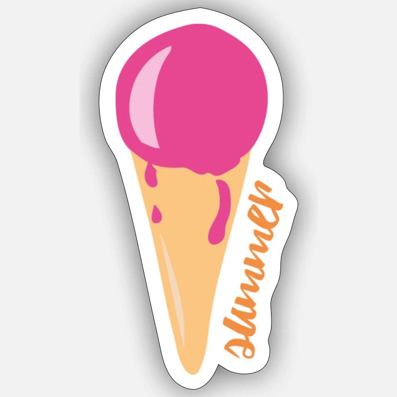 Eis mit Waffel Summer - Sticker Größe S (10 x 10 cm) - Mattweiß