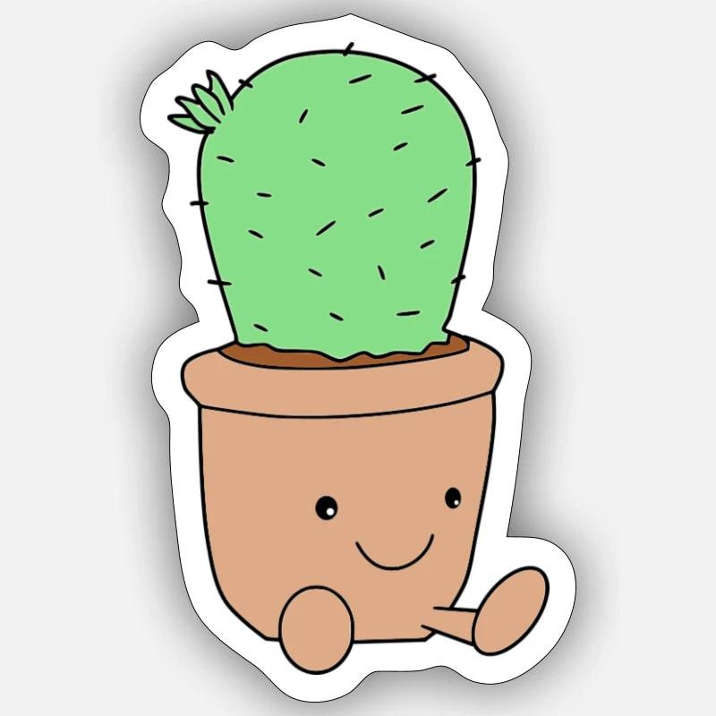 Cactus doux - Sticker taille S (10 x 10 cm) - blanc mat