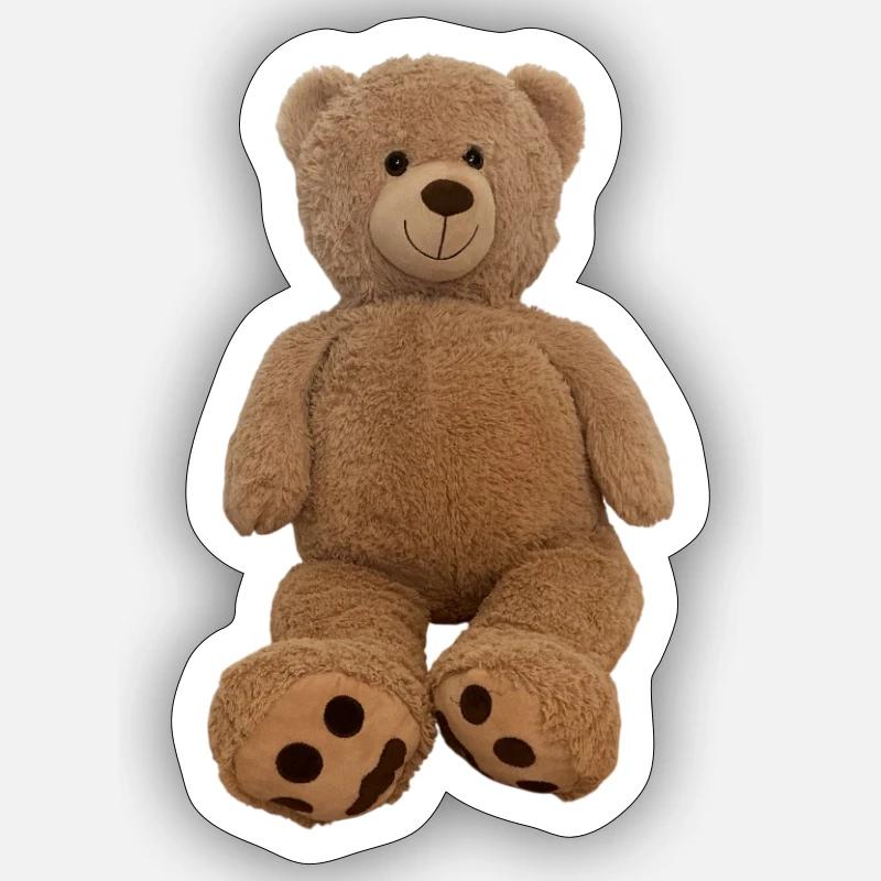 Brown Cuddly Teddy Plush - Sticker size S (10 x 10 cm) - white matte