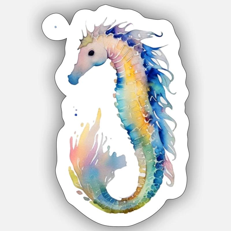 Hippocampe - Sticker taille S (10 x 10 cm) - blanc mat
