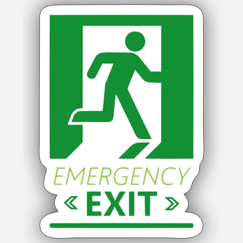 Emergency Exit Basic Green - Sticker taille S (10 x 10 cm) - blanc mat