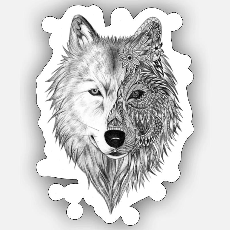 Wolf - Sticker Größe S (10 x 10 cm) - Mattweiß