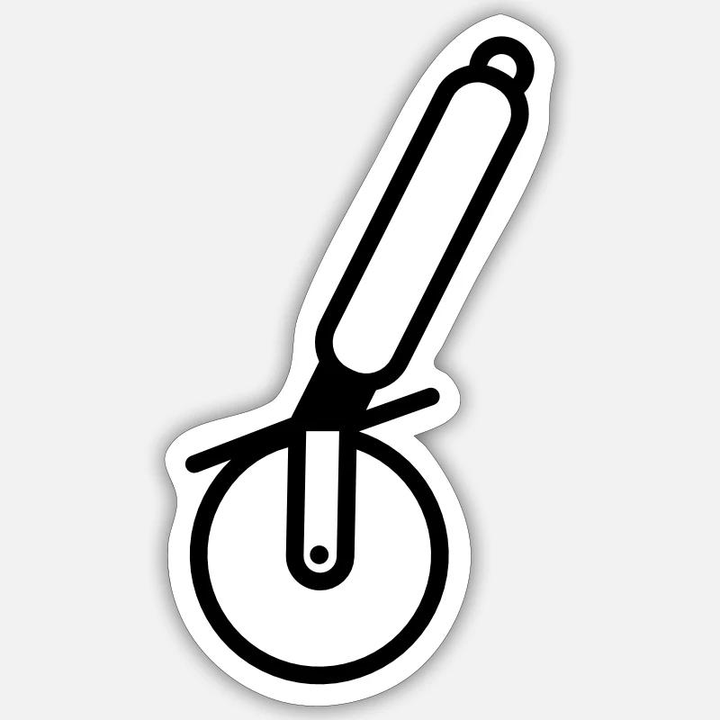Pizzaschneider - Sticker Größe S (10 x 10 cm) - Mattweiß