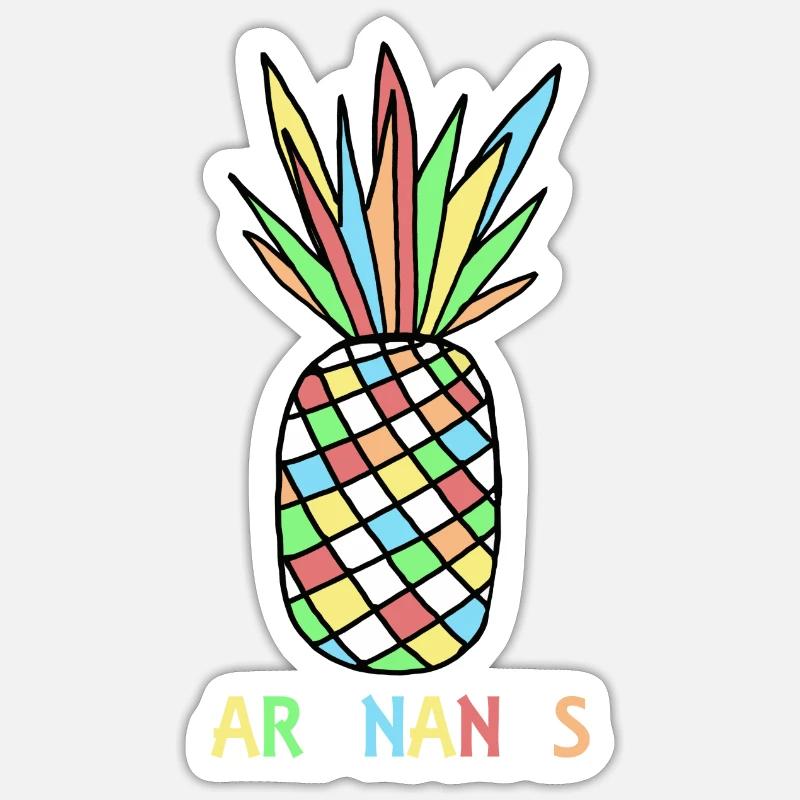 ananas multicolore Sticker taille S (10 x 10 cm)
