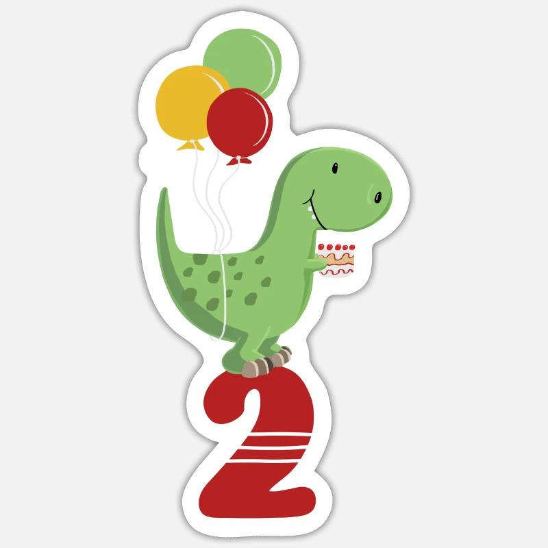 Second Birthday Boy T Rex Dinosaur Sticker size S (10 x 10 cm)