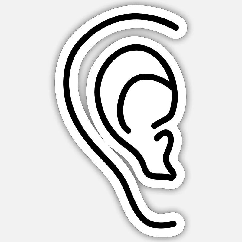 ear - Sticker size S (10 x 10 cm) - white matte
