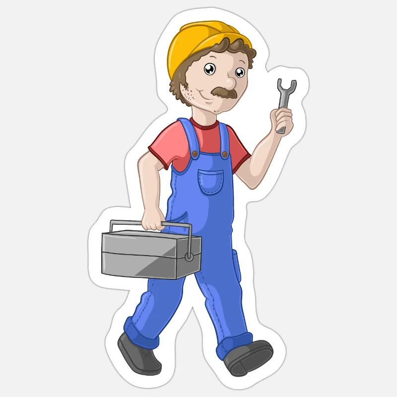 Comic Handwerker Sticker Größe S (10 x 10 cm)