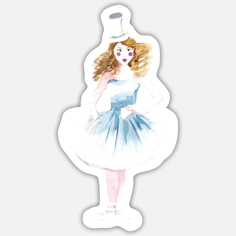 Danseur de clown de cirque - Sticker taille S (10 x 10 cm) - blanc mat
