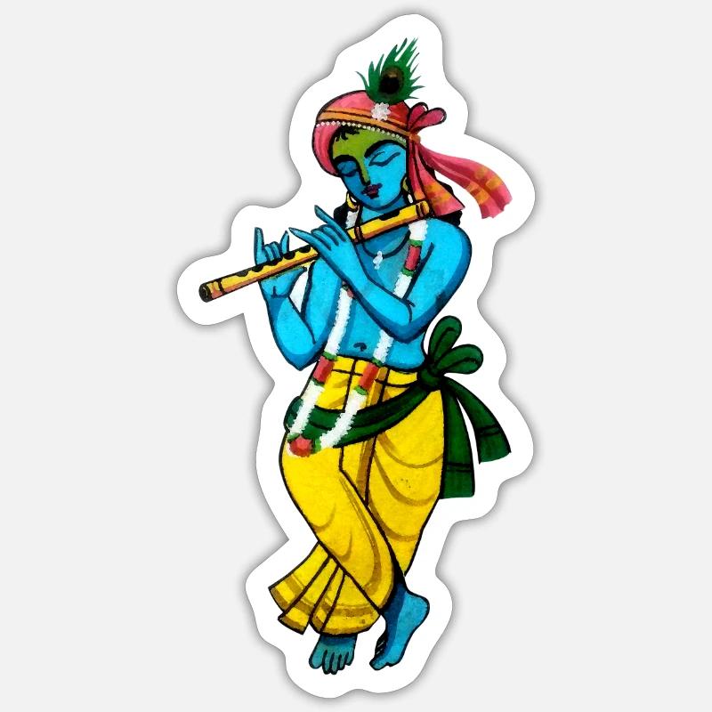 Sri Krishna - Sticker size S (10 x 10 cm) - white matte