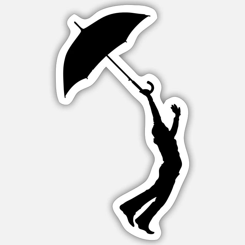 jumping_with_umbrella - Sticker size S (10 x 10 cm) - white matte