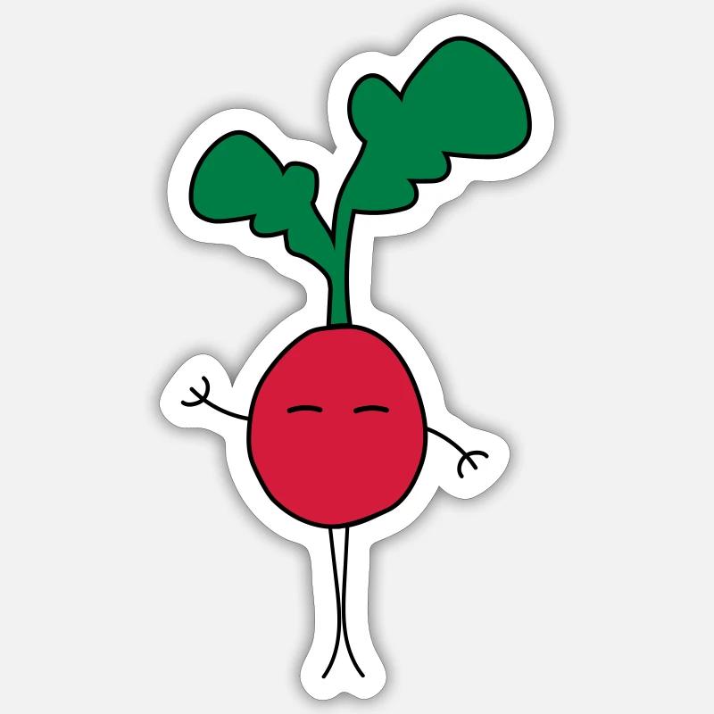 Radieschen Doodle - Sticker Größe S (10 x 10 cm) - Mattweiß