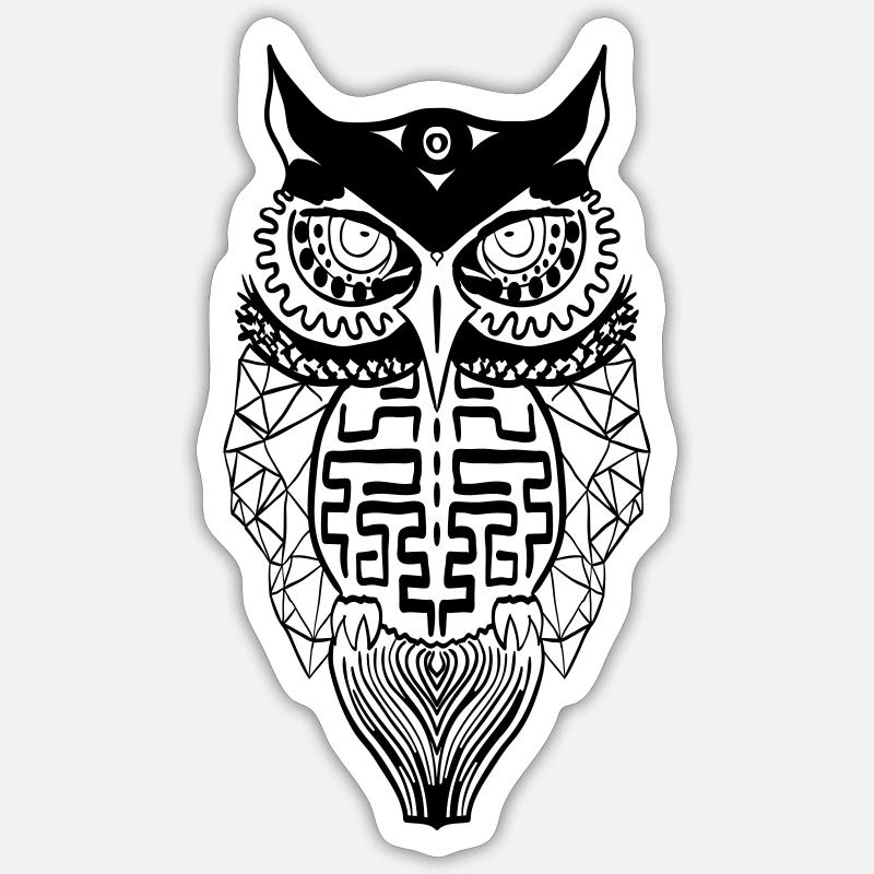Chouette - Sticker taille S (10 x 10 cm) - blanc mat