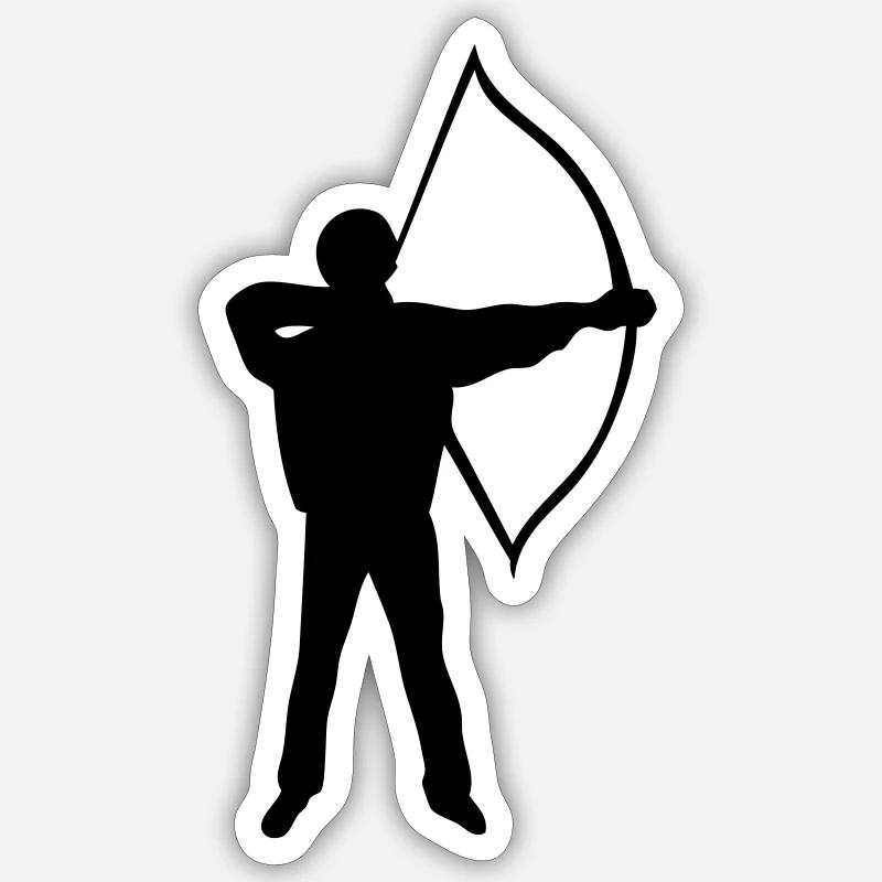 tir arc logo archer - Sticker taille S (10 x 10 cm) - blanc mat