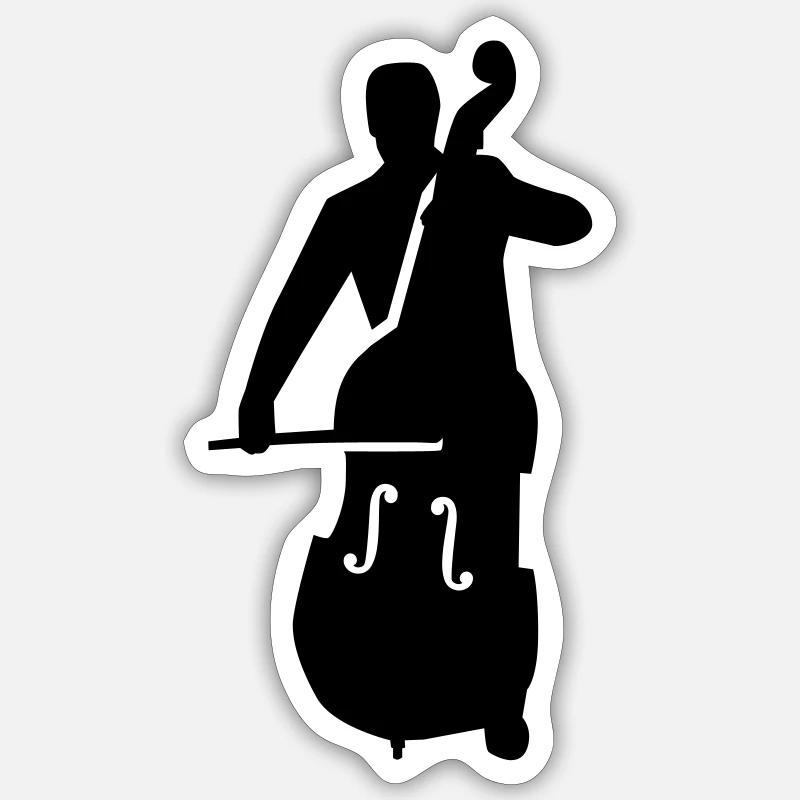 Kontrabass - Sticker Größe S (10 x 10 cm) - Mattweiß