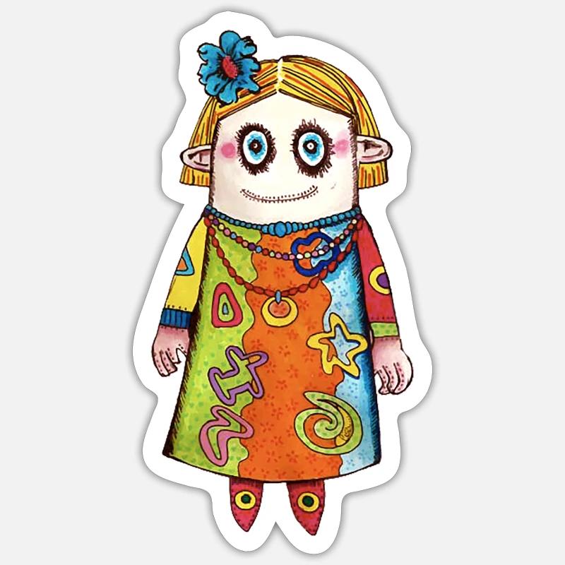 Vauda la poupée - Sticker taille S (10 x 10 cm) - blanc mat