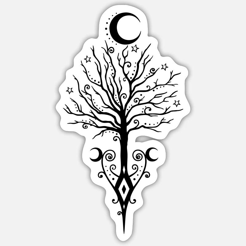 Tree Moon Night Stars Moon Tree Sticker size S (10 x 10 cm)