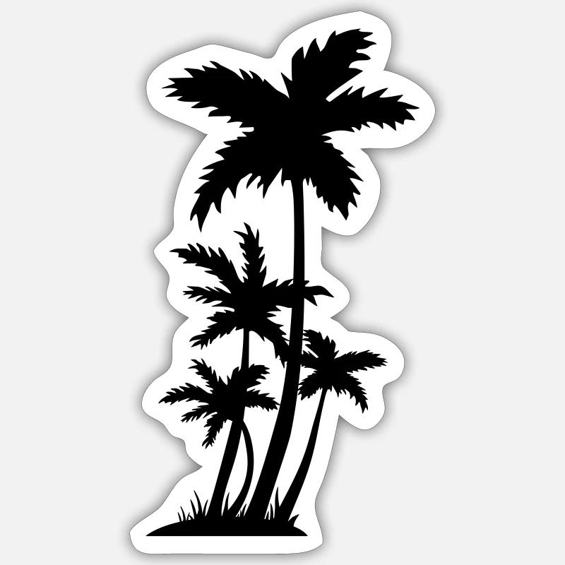 palm trees - Sticker taille S (10 x 10 cm) - blanc mat