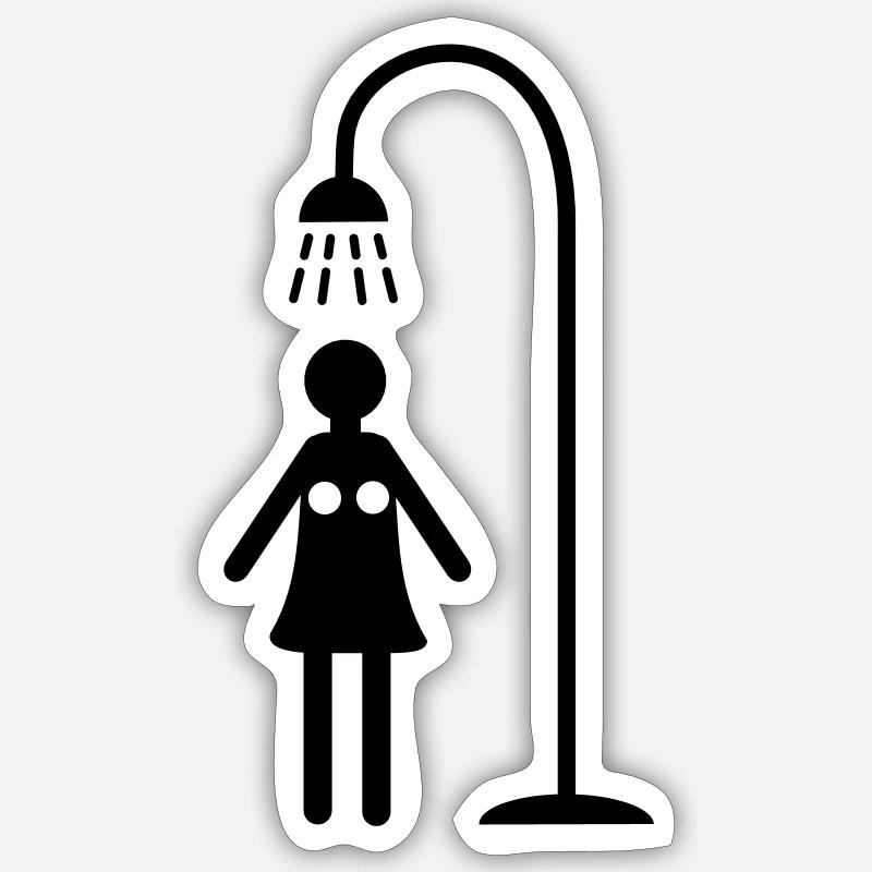 douche - Sticker taille S (10 x 10 cm) - blanc mat