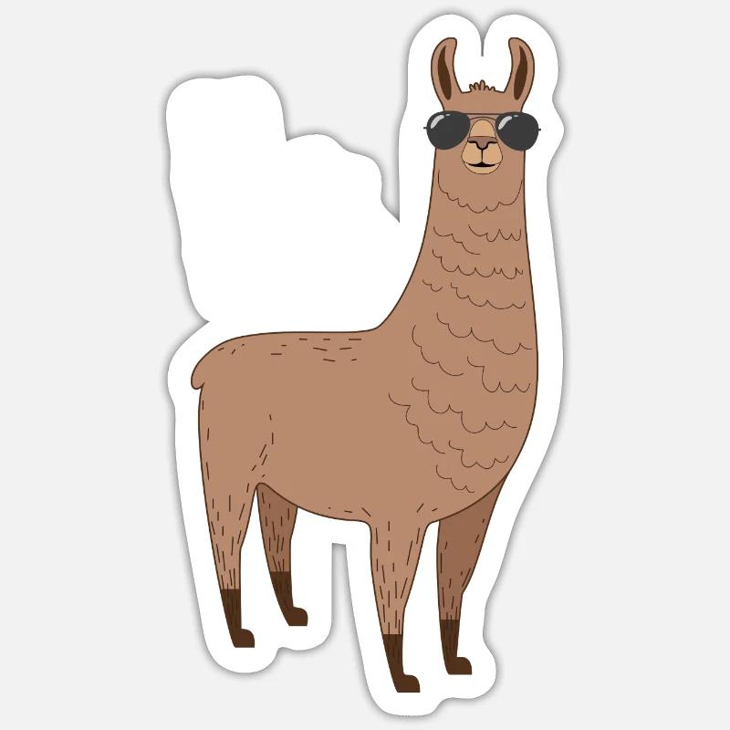 No Prob- Llama - Sticker taille S (10 x 10 cm) - blanc mat