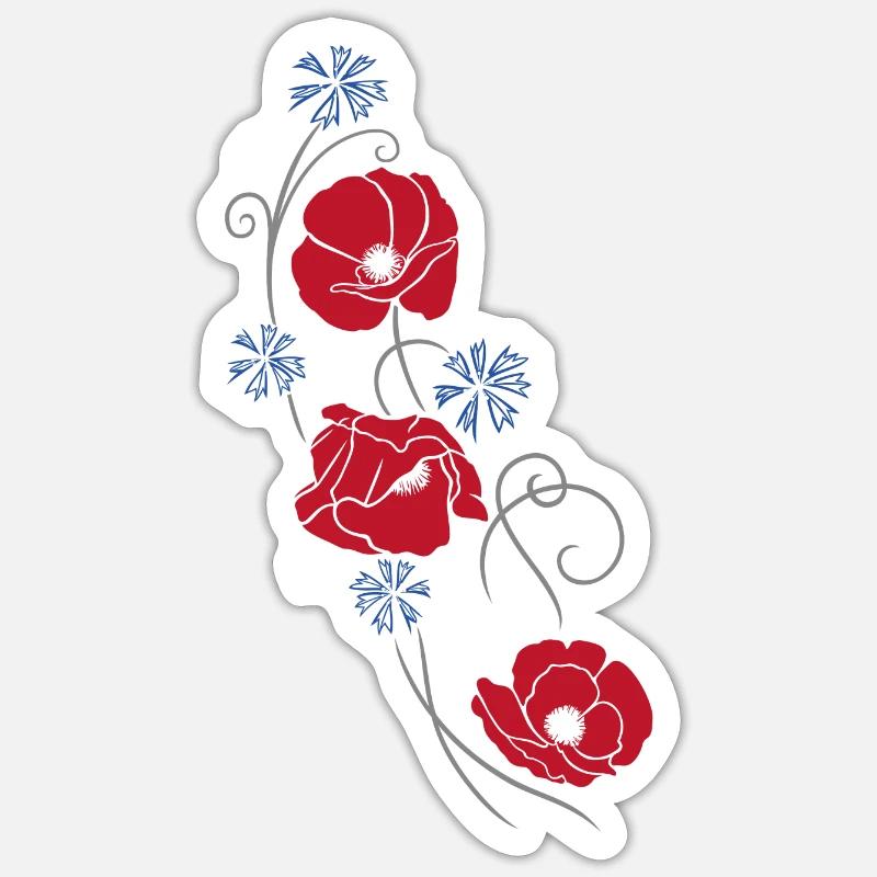 Coquelicots. Design d'été. - Sticker taille S (10 x 10 cm) - blanc mat