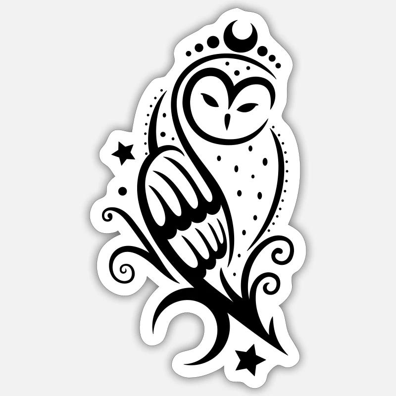 Eule Schneeeule Tattoo - Sticker Größe S (10 x 10 cm) - Mattweiß