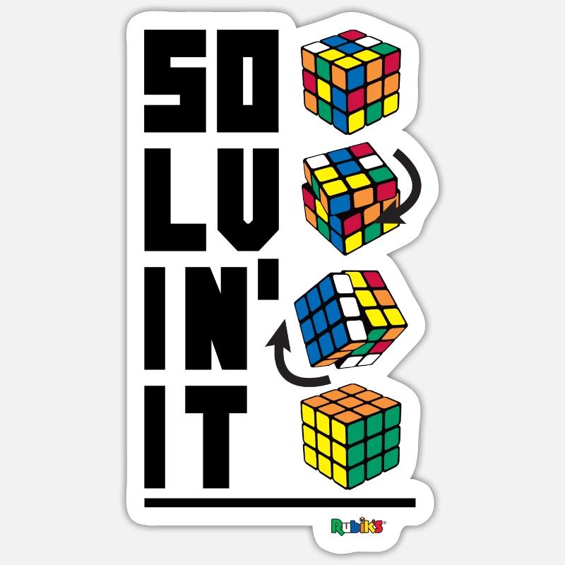Rubik's Cube Solvin' It Lösungsweg - Sticker størrelse S (10 x 10 cm) - mat hvid