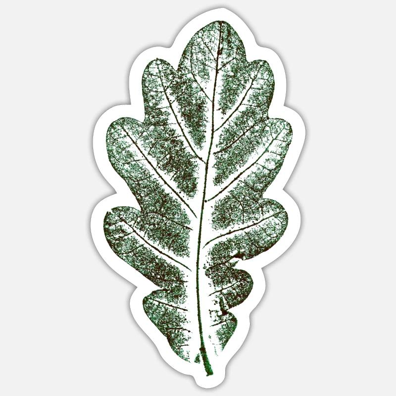 Oak leaf natural green / leaf / oak / tree - Sticker size S (10 x 10 cm) - white matte