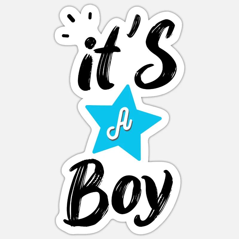 Es ist ein Junge - Sticker Größe S (10 x 10 cm) - Mattweiß