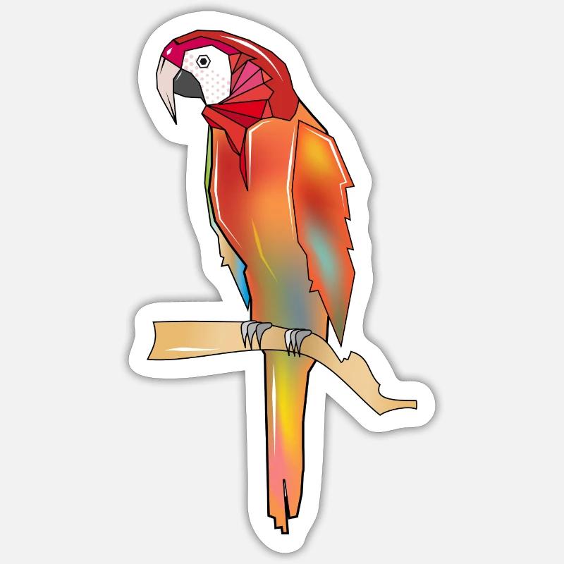 farbenfroh gestalteter Papagei im Polygon Stil - Sticker Größe S (10 x 10 cm) - Mattweiß