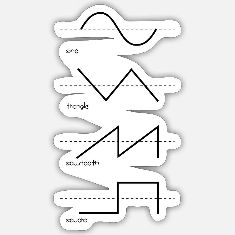 Vintage synthesizer analog synth waveform music - Sticker size S (10 x 10 cm) - white matte