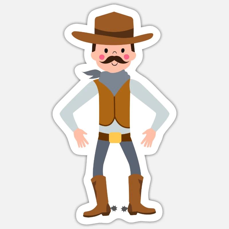 cow-boy - Sticker taille S (10 x 10 cm) - blanc mat