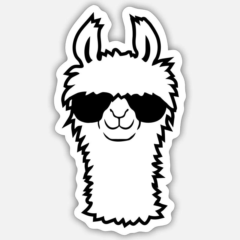 Fluffy Llama Cool - Sticker size S (10 x 10 cm) - white matte