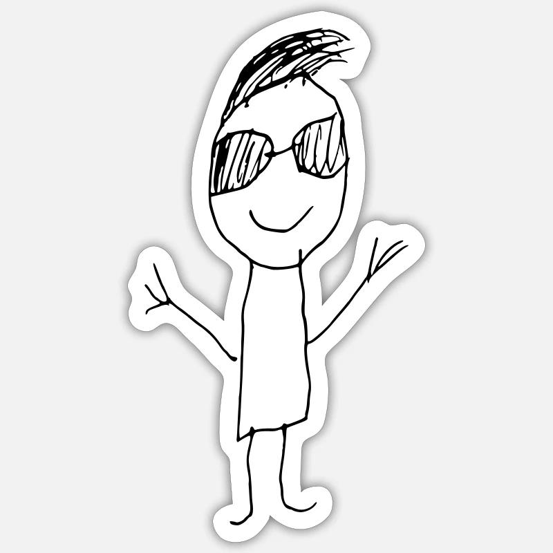 RdL glücklich cool stick mann Sticker Größe S (10 x 10 cm)