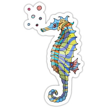 Seepferdchen - Sticker Größe S (10 x 10 cm) - Mattweiß - Vorne