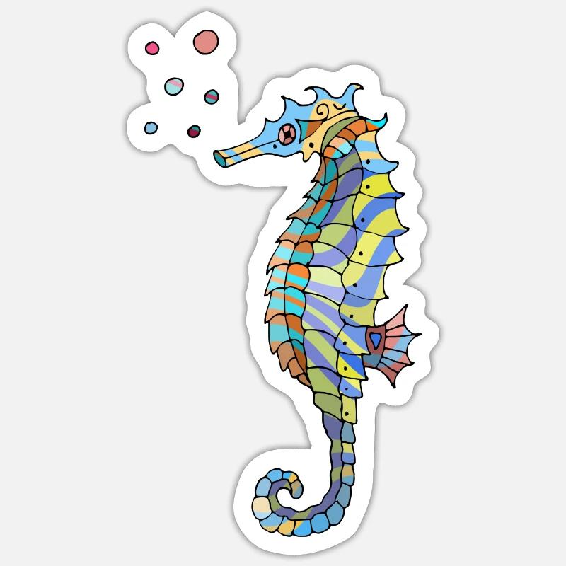 cavalluccio marino - Sticker formato S (10 x 10 cm) - bianco opaco