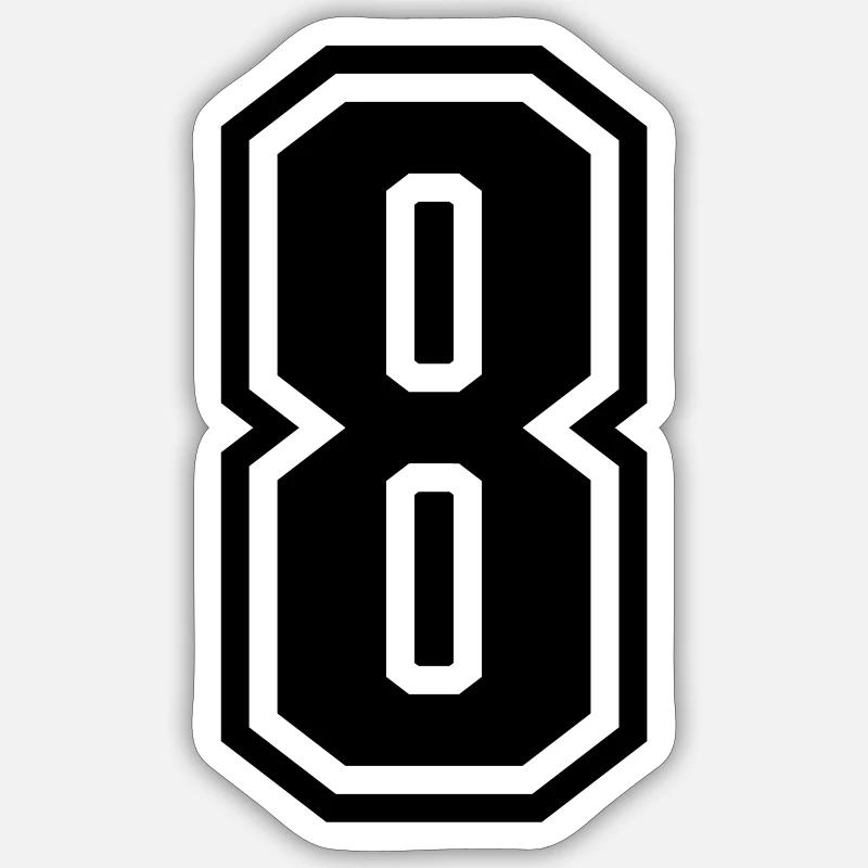 8 - Numero 8 - Numero di maglia bicolore cambio colore - Sticker formato S (10 x 10 cm) - bianco opaco